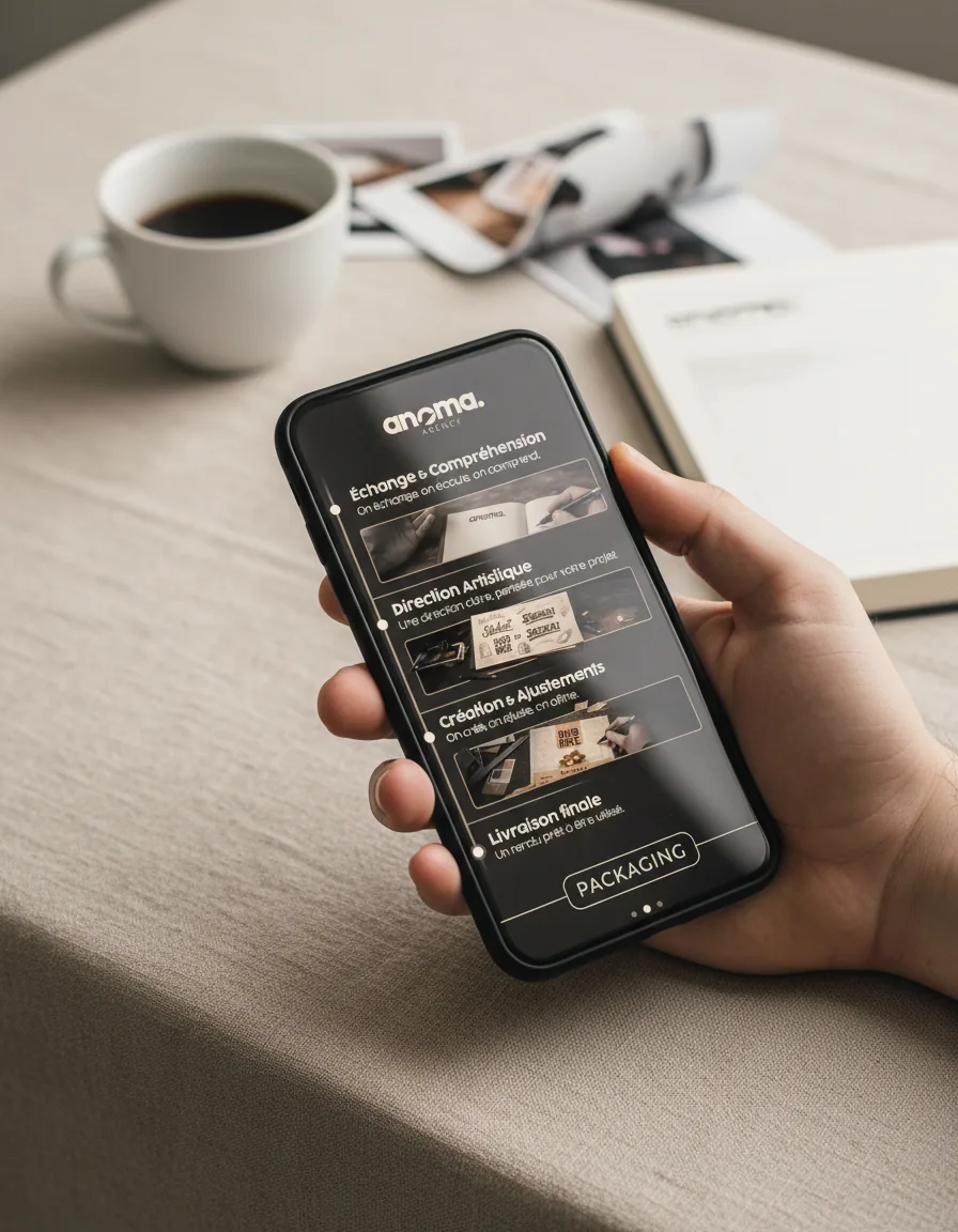 Story anoma affichée sur un smartphone tenu en main